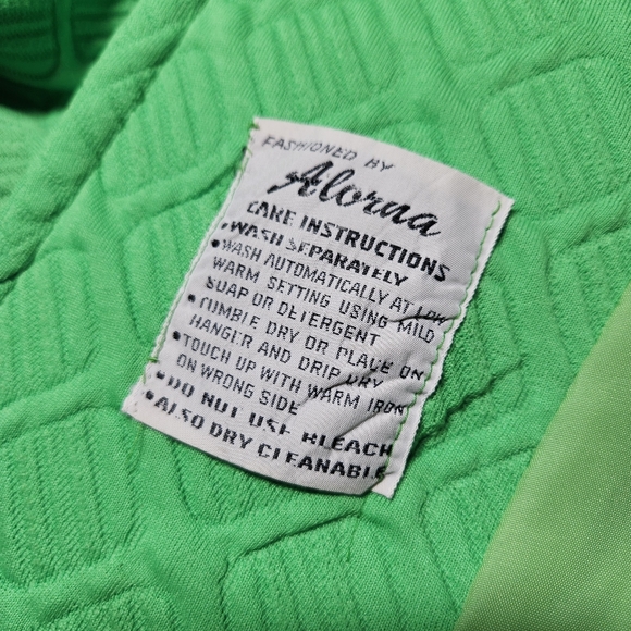 Vintage 60s MOD Mid Century Modern Long Coat Green Double Breasted Bold Funky L - Picture 9 of 14